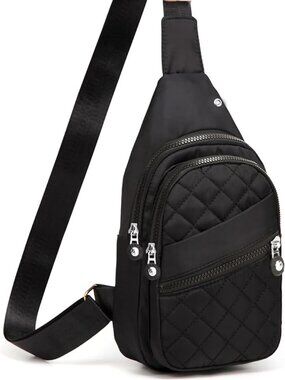 NEW Black Cross Body Sling Bag Crossbody Trendy w Strap Backpack Easy Carry